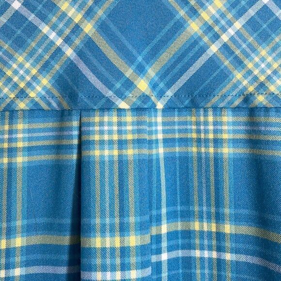 Cabela’s aqua & yellow spring plaid classic button front shirt pockets 2XL - Picture 8 of 12
